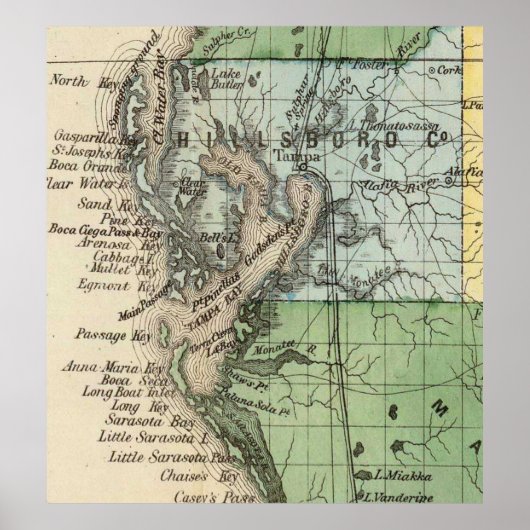 kaart van Tampa Florida (1870) Poster (Voorkant)