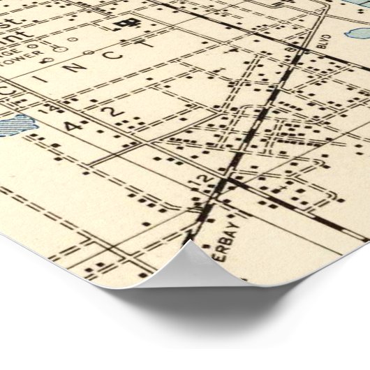  kaart van Tampa Florida (1944) Poster (Hoek)