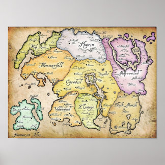 Kaart van Tamriel Poster