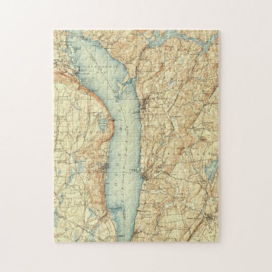 kaart van Tarrytown NY en de Hudson Legpuzzel (Verticaal)