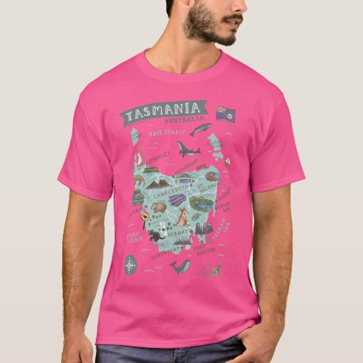 Kaart van Tasmanië T-shirt (Voorkant)