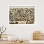 kaart van Taunton, Massa vanaf 1875 Poster (Keuken)