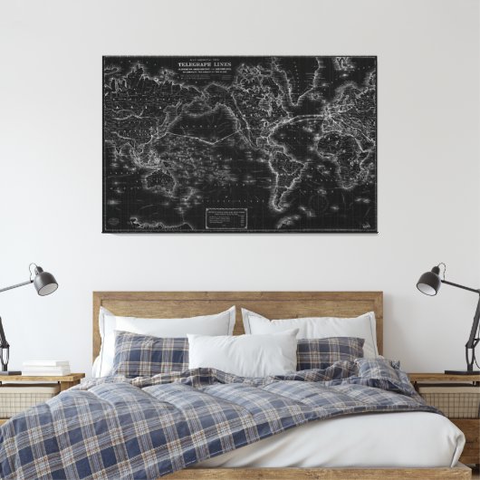 kaart van Telegraaf Lijnen Poster Canvas Print (Insitu (Slaapkamer))