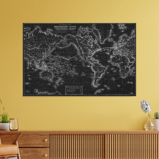 kaart van Telegraaf Lijnen Poster Canvas Print (Insitu (Woonkamer))