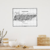  kaart van Tennessee (1827) BW Poster (Keuken)