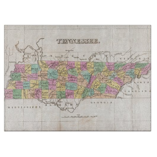  kaart van Tennessee (1827) Snijplank (Voorkant)