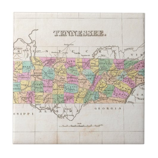  kaart van Tennessee (1827) Tegeltje (Voorkant)