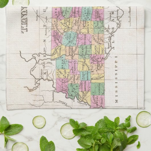  kaart van Tennessee (1827) Theedoek (Gevouwen)