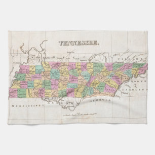  kaart van Tennessee (1827) Theedoek