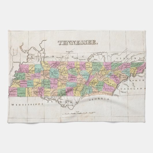  kaart van Tennessee (1827) Theedoek (Horizontaal)