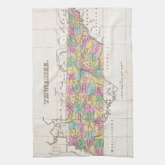  kaart van Tennessee (1827) Theedoek (Verticaal)