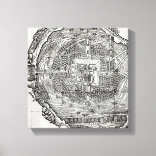 Kaart van Tenochtitlan Canvas Afdruk