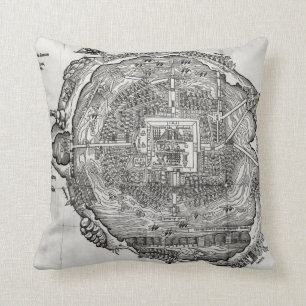 Kaart van Tenochtitlan Kussen