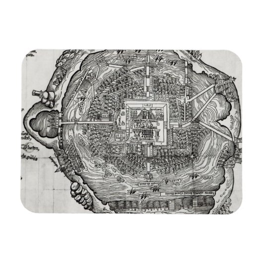 Kaart van Tenochtitlan Magneet (Horizontaal)