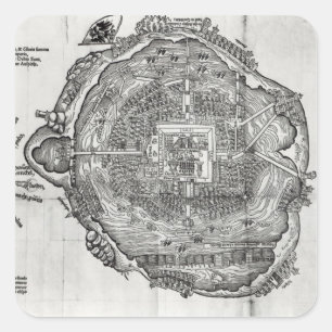 Kaart van Tenochtitlan Vierkante Sticker