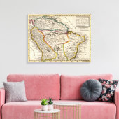 Kaart van Terra Firma, Peru, Amazone Land, Brasil Canvas Afdruk (Insitu (Woonkamer))
