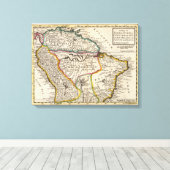 Kaart van Terra Firma, Peru, Amazone Land, Brasil Canvas Afdruk (Insitu (Houten vloer))