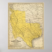  kaart van Texas (1847) Poster (Voorkant)
