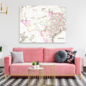  kaart van Texas (1855) Canvas Afdruk (Insitu (Woonkamer))