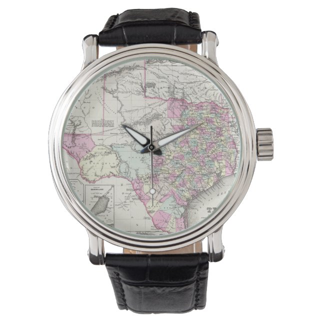  kaart van Texas (1855) Horloge (Voorkant)