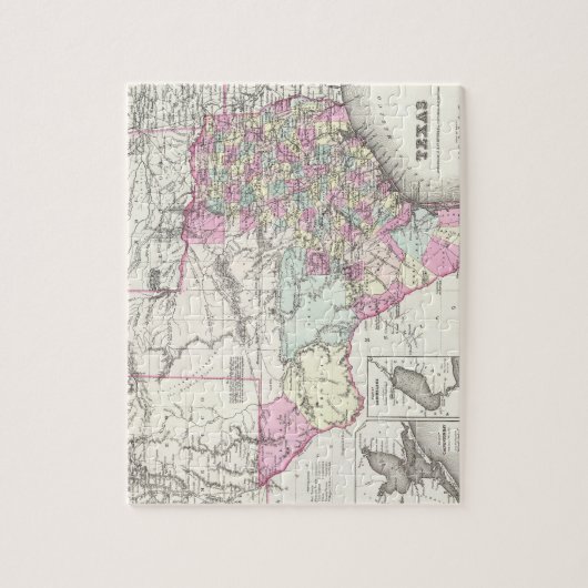  kaart van Texas (1855) Legpuzzel (Verticaal)