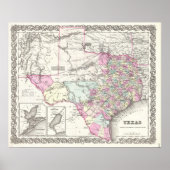  kaart van Texas (1855) Poster (Voorkant)