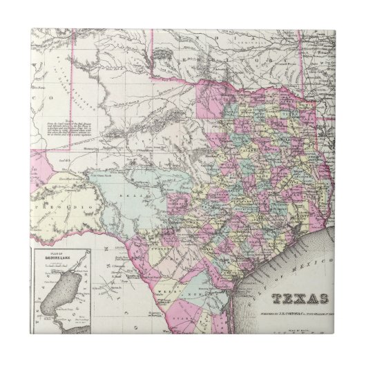  kaart van Texas (1855) Tegeltje (Voorkant)
