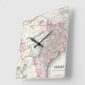  kaart van Texas (1855) Vierkante Klok (Hoek)