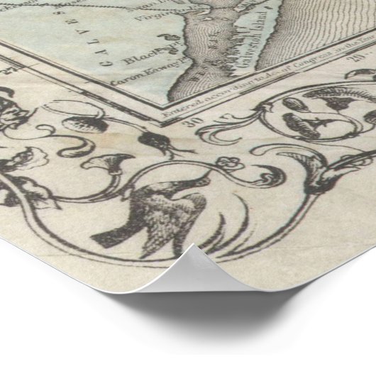  kaart van Texas (1870) Poster (Hoek)