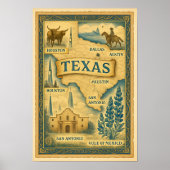  kaart van Texas, 1885 Poster (Voorkant)