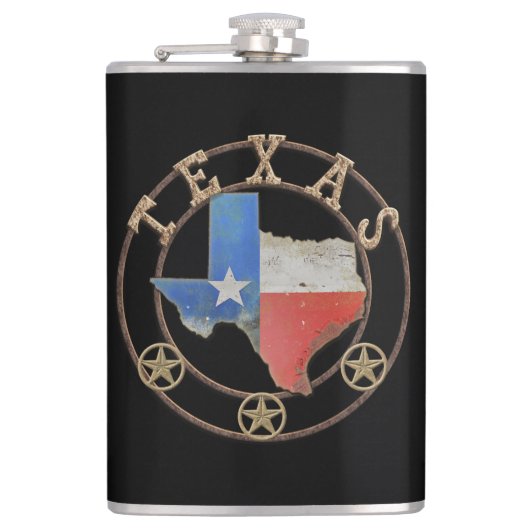 Kaart van Texas Barn Art Heupfles (Voorkant)