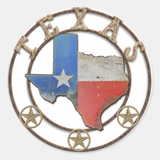 Kaart van Texas Barn Art Ronde Sticker (Voorkant)