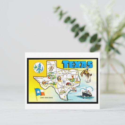  kaart van Texas Briefkaart (Staand voorkant)