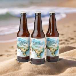 Kaart van Texas Coastal Cowgirl Bachelorette Party Bier Etiket