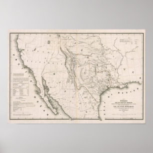 Kaart van Texas en de buurlanden Poster