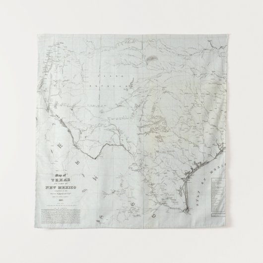 Kaart van Texas en deel van New Mexico Wandkleed (Voorkant)