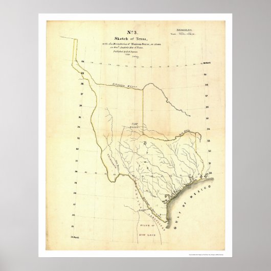 Kaart van Texas en Mexicaanse Staten met Tanner 18 Poster (Voorkant)