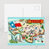 Kaart van Texas Greeting Briefkaart (Voorkant / Achterkant)