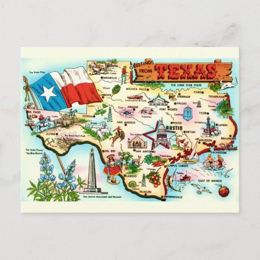 Kaart van Texas Groet (Voorkant)