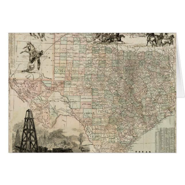 Kaart van Texas met County Borders (Voorkant Horizontaal)