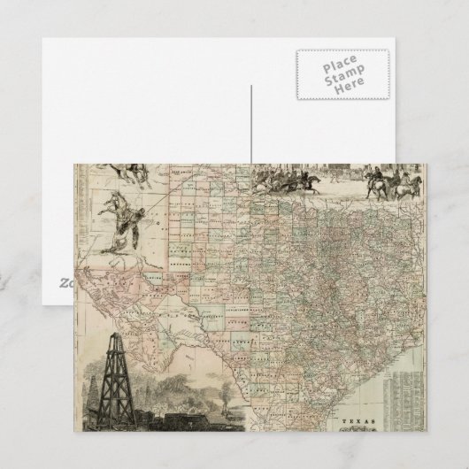 Kaart van Texas met County Borders (Voorkant / Achterkant)