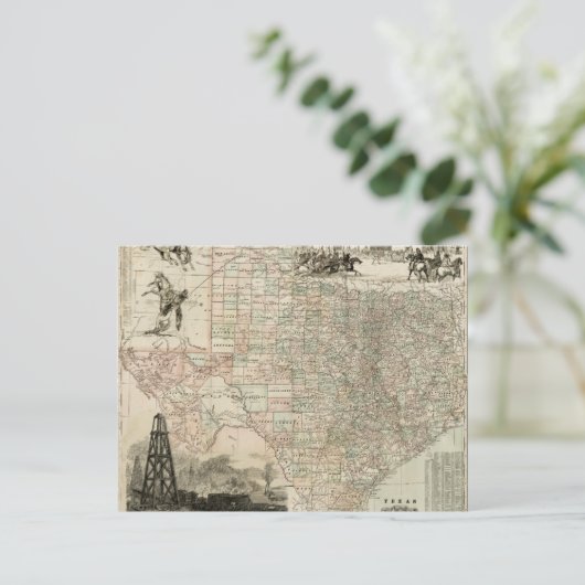 Kaart van Texas met County Borders (Staand voorkant)