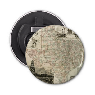 Kaart van Texas met County Borders Button Flesopener