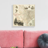 Kaart van Texas met County Borders Canvas Afdruk (Insitu (Woonkamer))