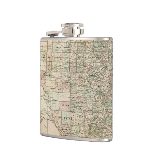 Kaart van Texas met County Borders Heupfles (Links)