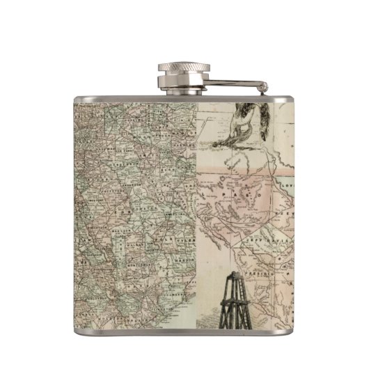 Kaart van Texas met County Borders Heupfles (Achterkant)