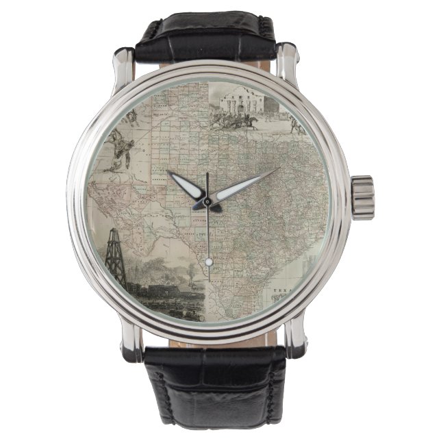 Kaart van Texas met County Borders Horloge (Voorkant)