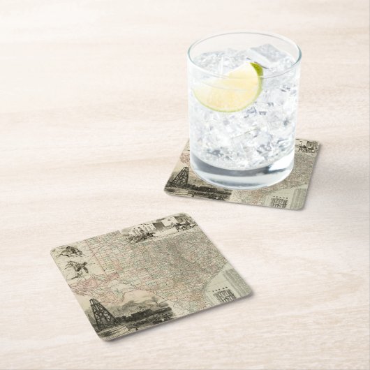 Kaart van Texas met County Borders Kartonnen Onderzetters (Insitu)