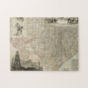 Kaart van Texas met County Borders Legpuzzel