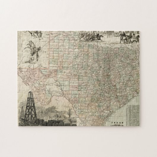 Kaart van Texas met County Borders Legpuzzel (Horizontaal)